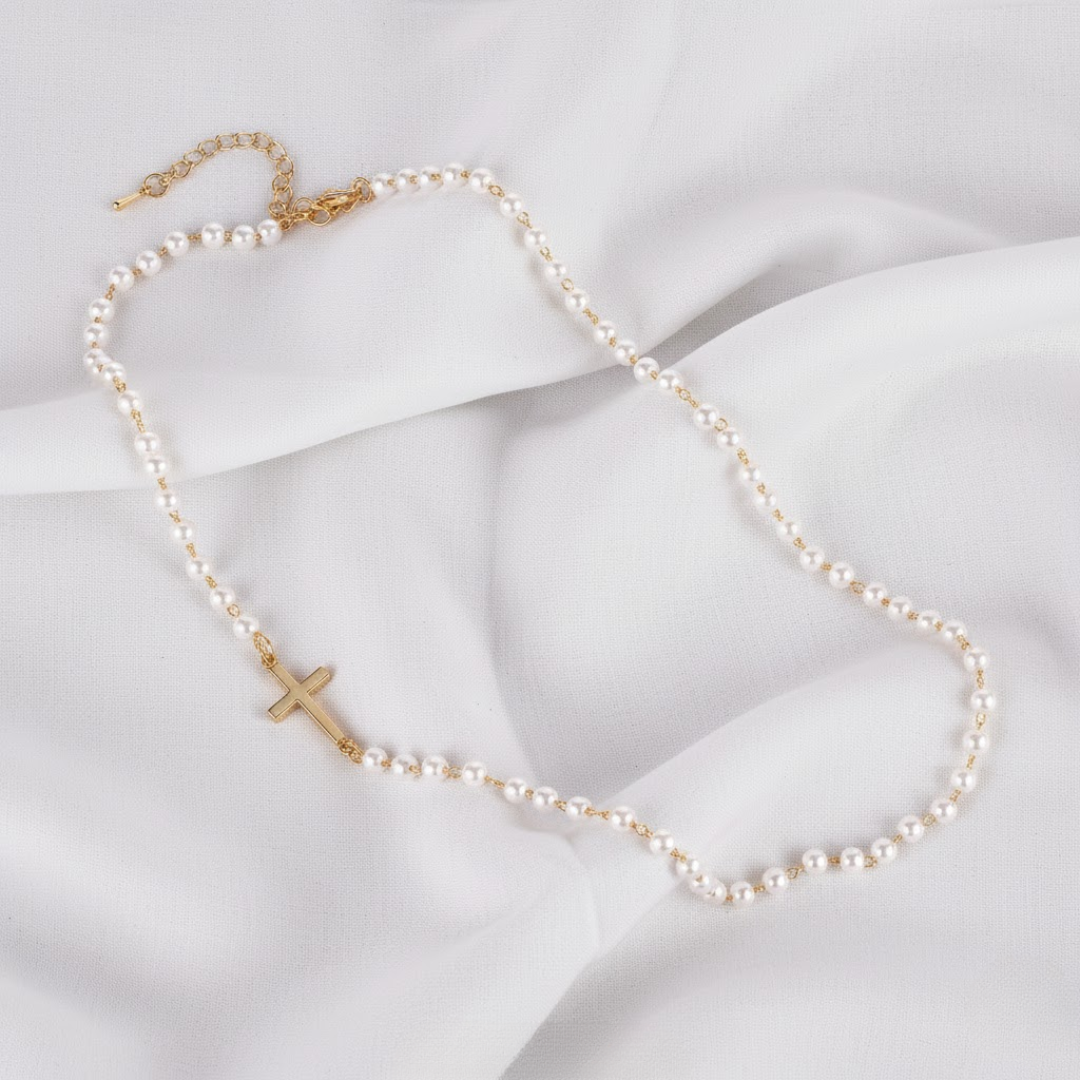 Gracia | Pearl Cross Necklace