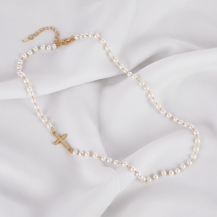 Gracia | Pearl Cross Necklace