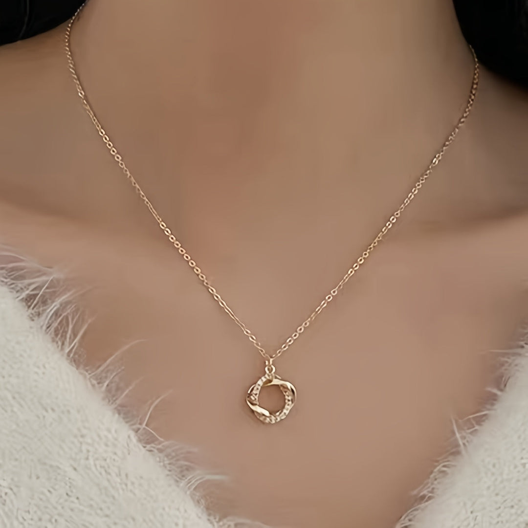 Elegant Gold Pendant Necklace with Simulated Diamonds