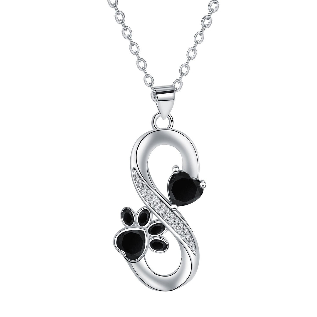 Infinity Heart Paw Print Necklace