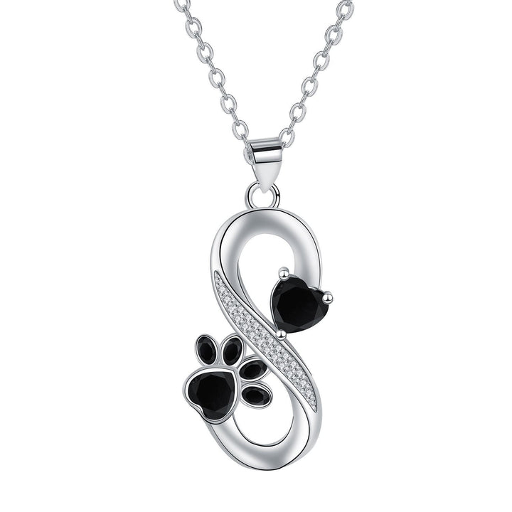 Infinity Heart Paw Print Necklace