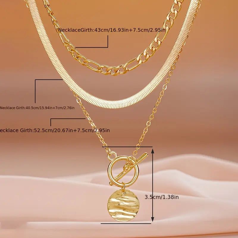 Elegant Gold Textured Coin Necklace