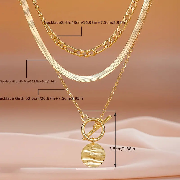 Elegant Gold Textured Coin Necklace
