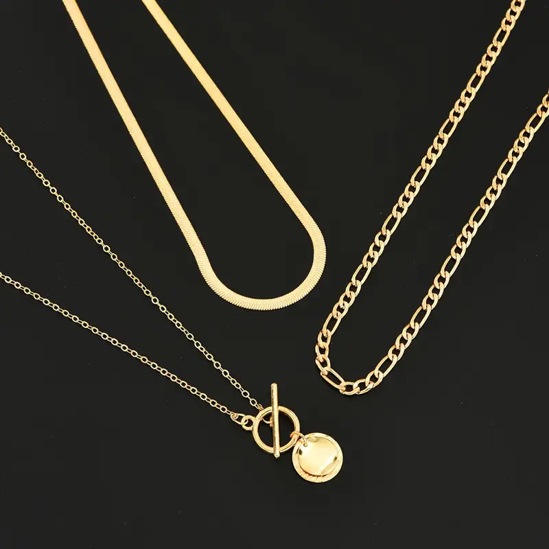 Elegant Gold Textured Coin Necklace