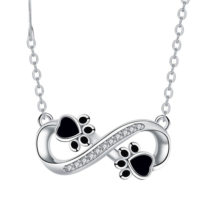 Infinity Pawprint Necklace with Zirconia Stones