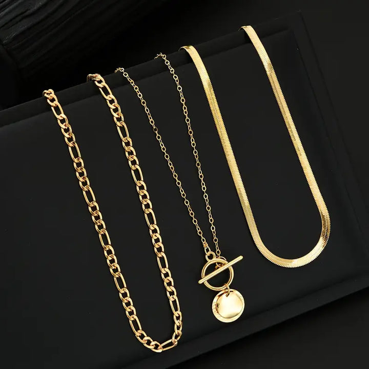 Elegant Gold Textured Coin Necklace
