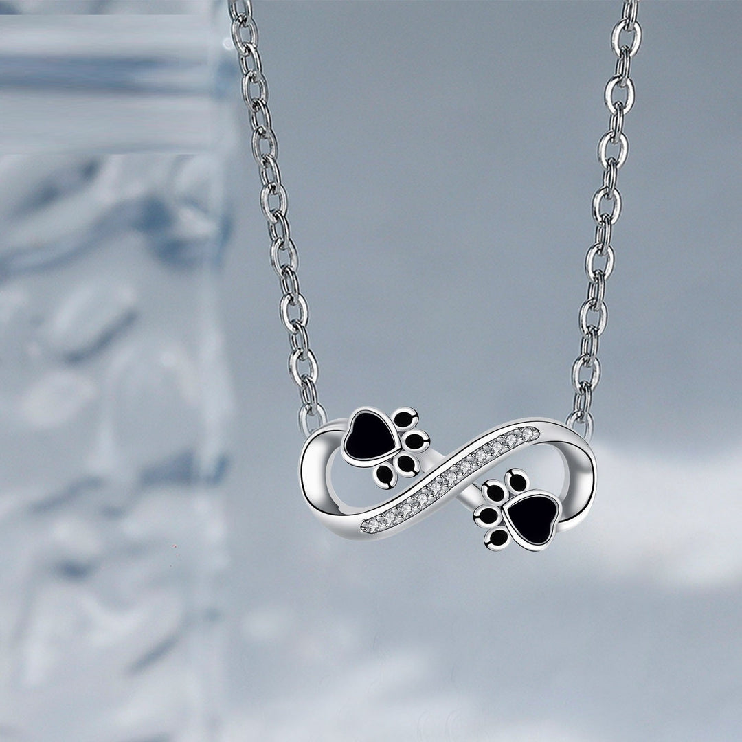 Infinity Pawprint Necklace with Zirconia Stones