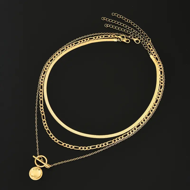 Elegant Gold Textured Coin Necklace