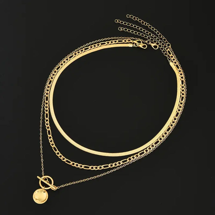 Elegant Gold Textured Coin Necklace