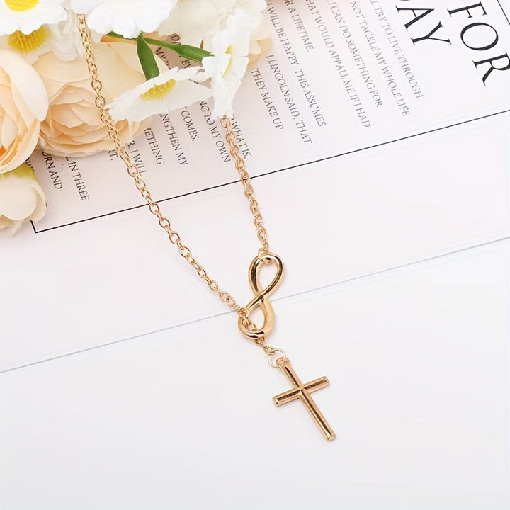 Eternal Cross Pendant Necklace | White Gold