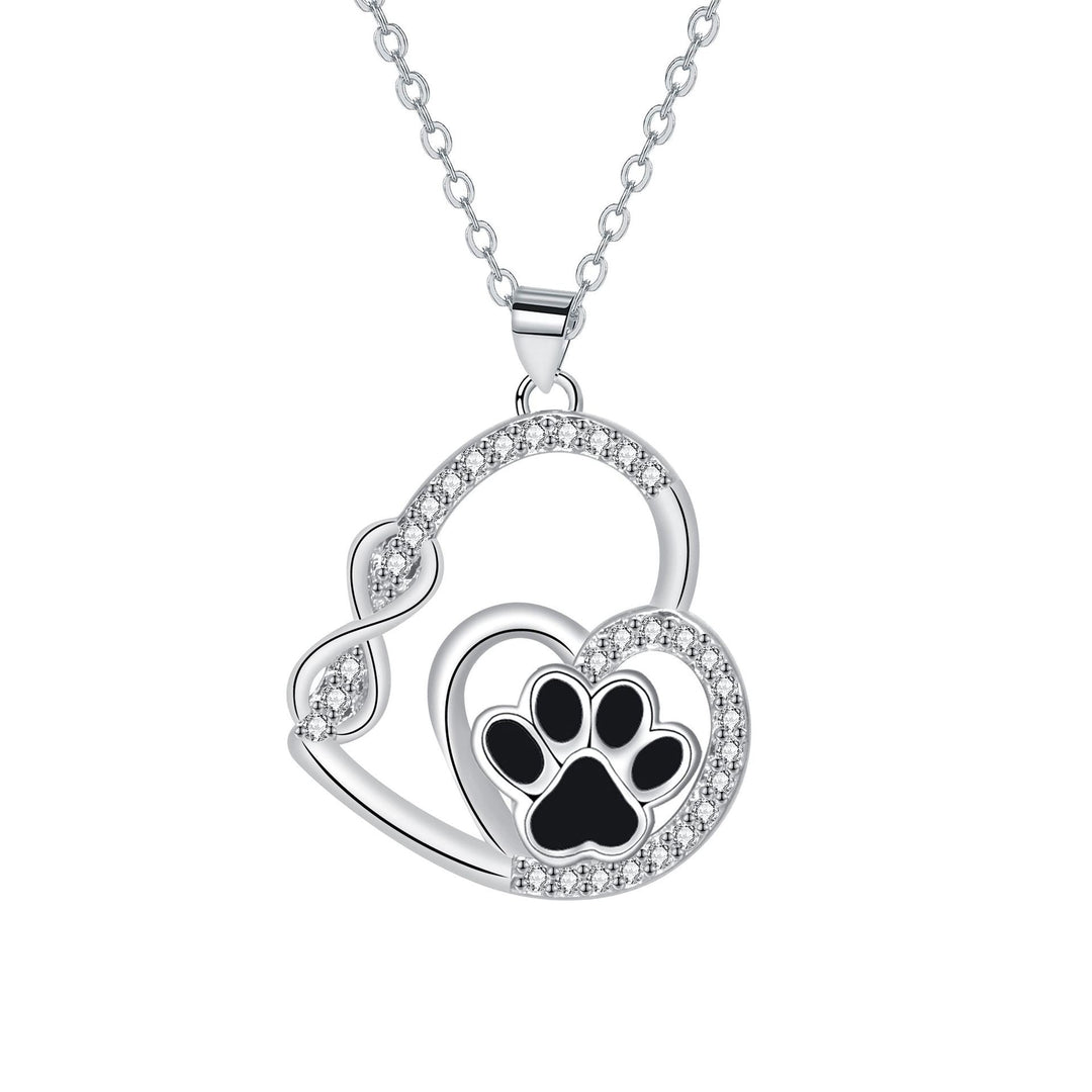 Eternal Double Love Paw Print Pendant Necklace