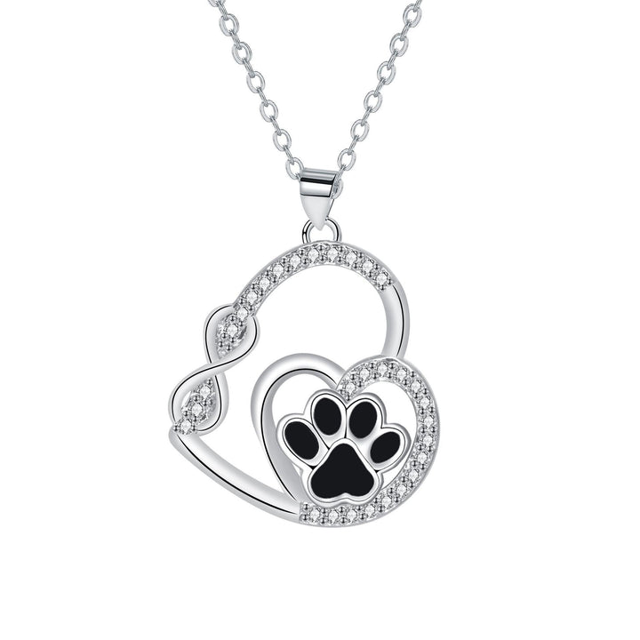 Eternal Double Love Paw Print Pendant Necklace