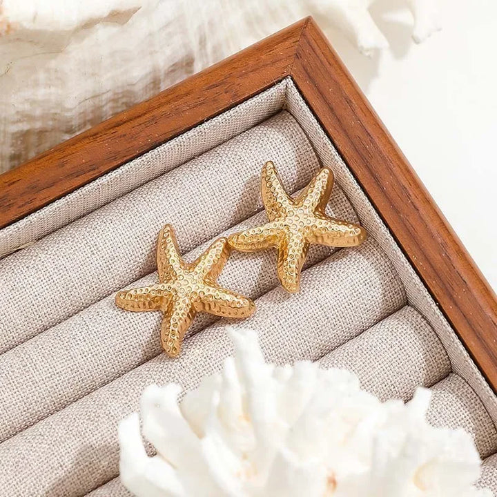 Golden Starfish Stud Earrings