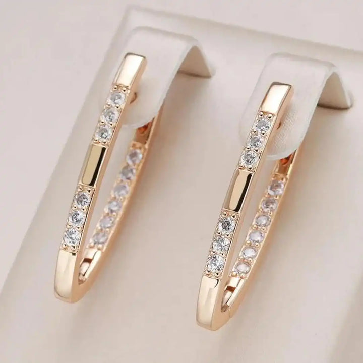 Timeless Gold-Plated Earrings with Cubic Zirconia Stone