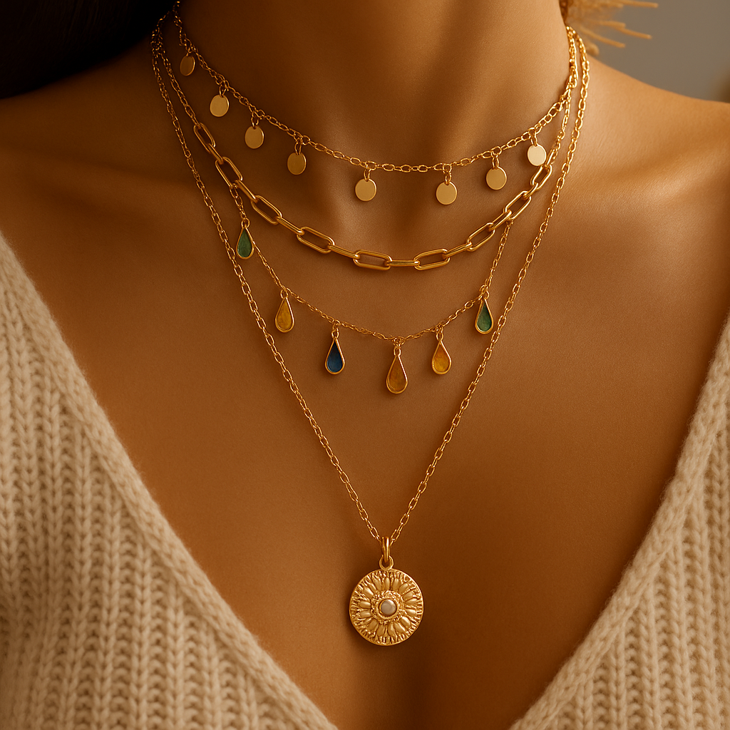 FOR HER Layered Crystal Necklace