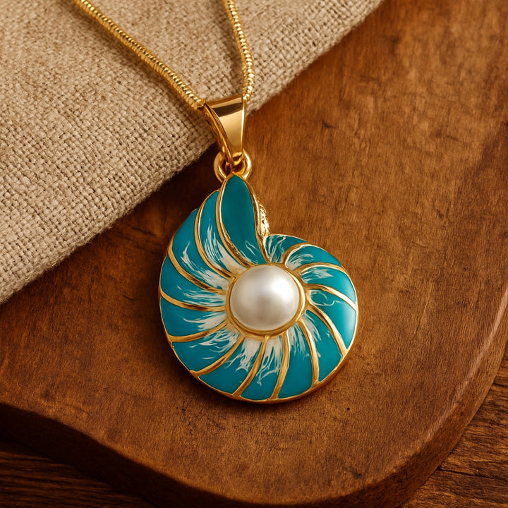 Pearl Blue Seashell Necklace