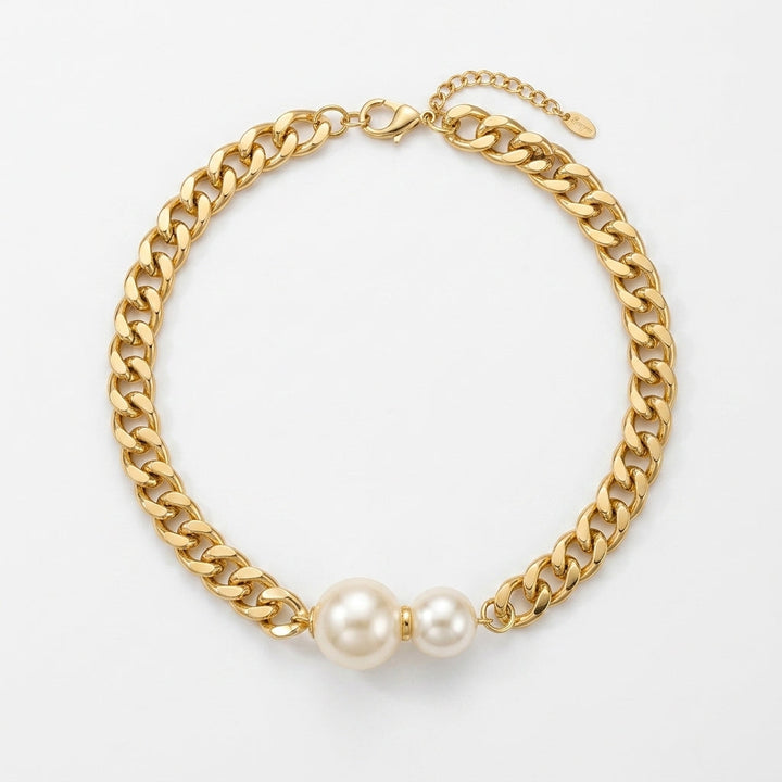 Elegant Necklace with Double Pearls