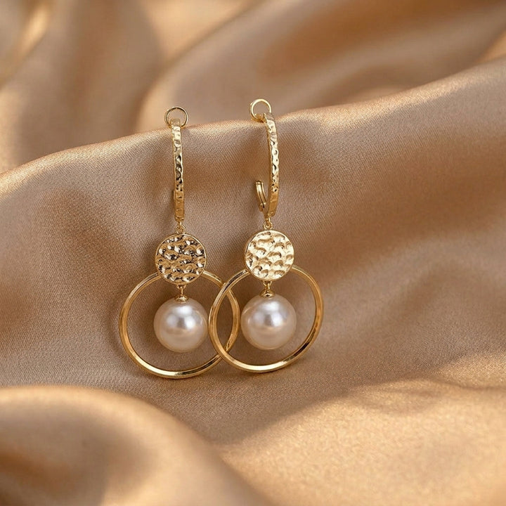 Earrings with Freshwater Pearls and Diamond-Studded Balls