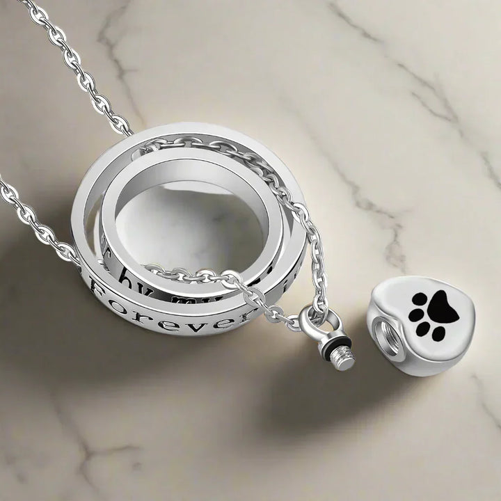 Stainless Steel Necklace with Paw Shaped Urn