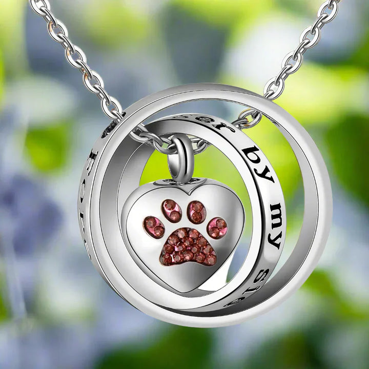 Stainless Steel Necklace with Paw Shaped Urn