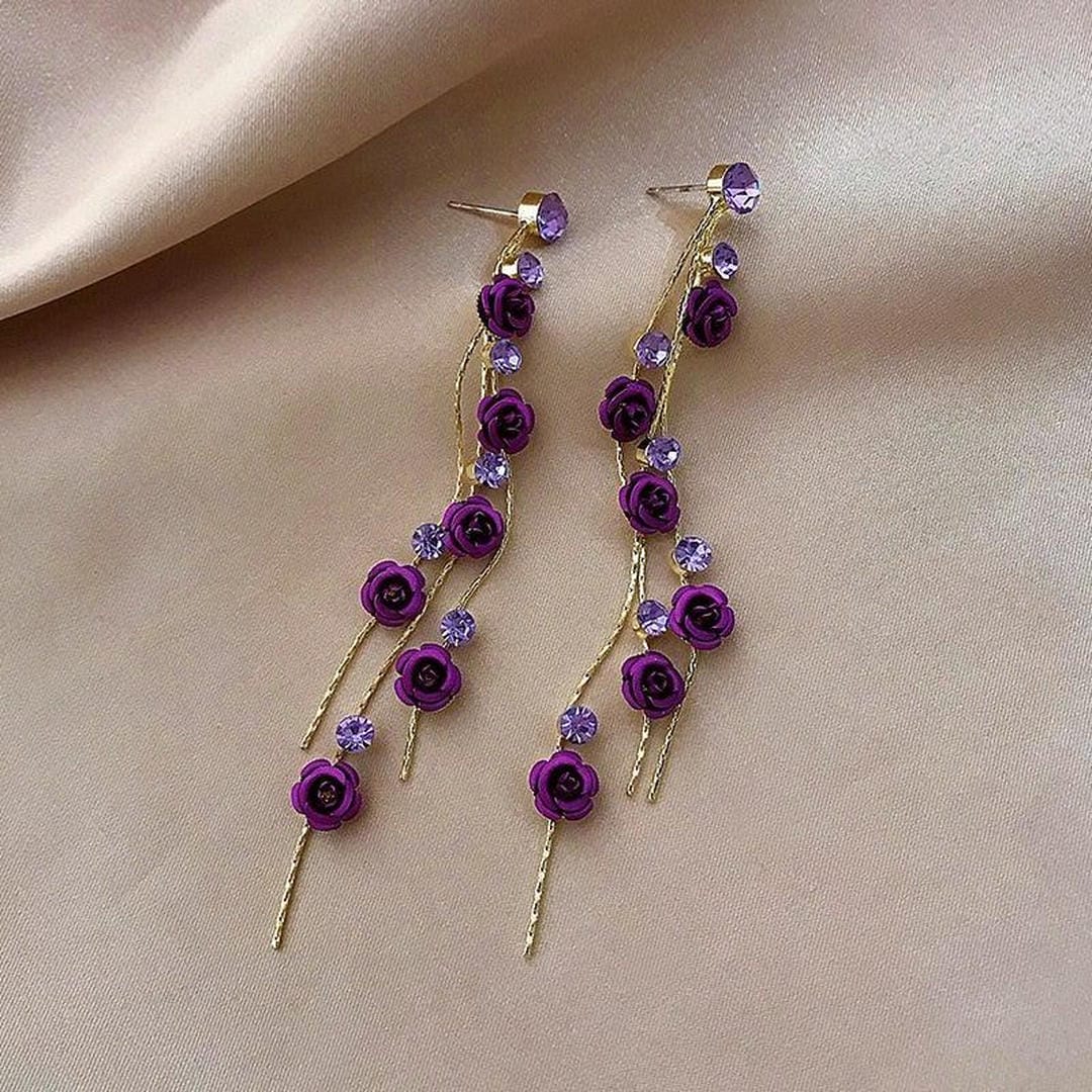 Elegant Earrings with Rose Cascade