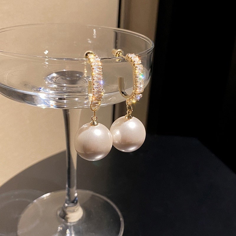 Luxury Pearl and Cubic Zirconia Earrings