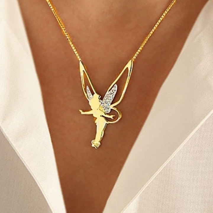 Necklace with gold fairy pendant