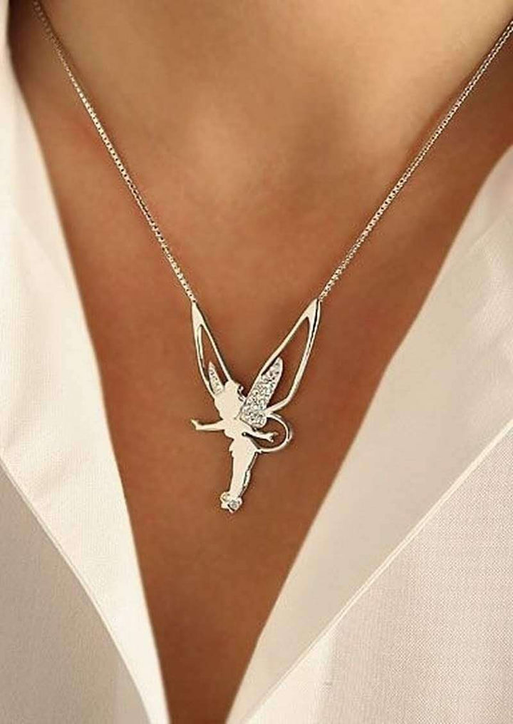 Necklace with gold fairy pendant