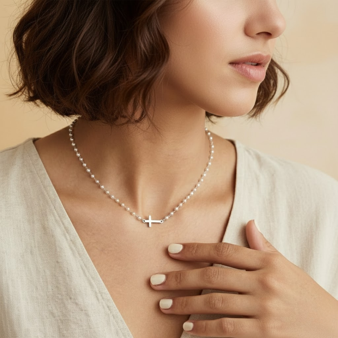 Gracia | Pearl Cross Necklace