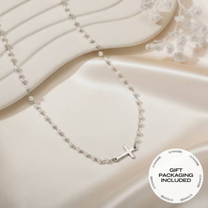 Gracia | Pearl Cross Necklace