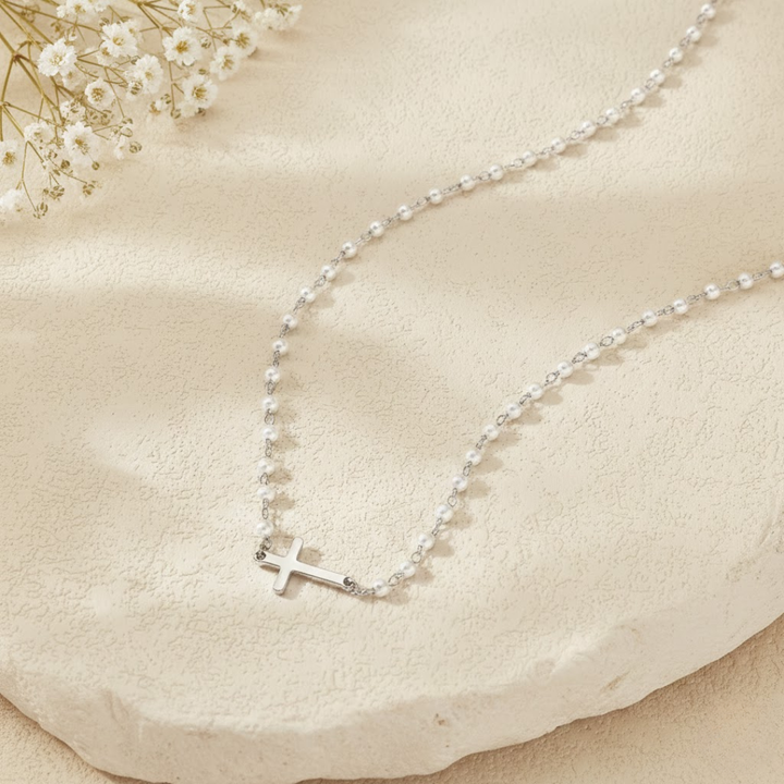 Gracia | Pearl Cross Necklace