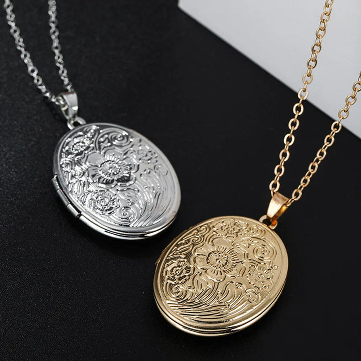 Timeless Oval Photo Locket Necklace with Engraving