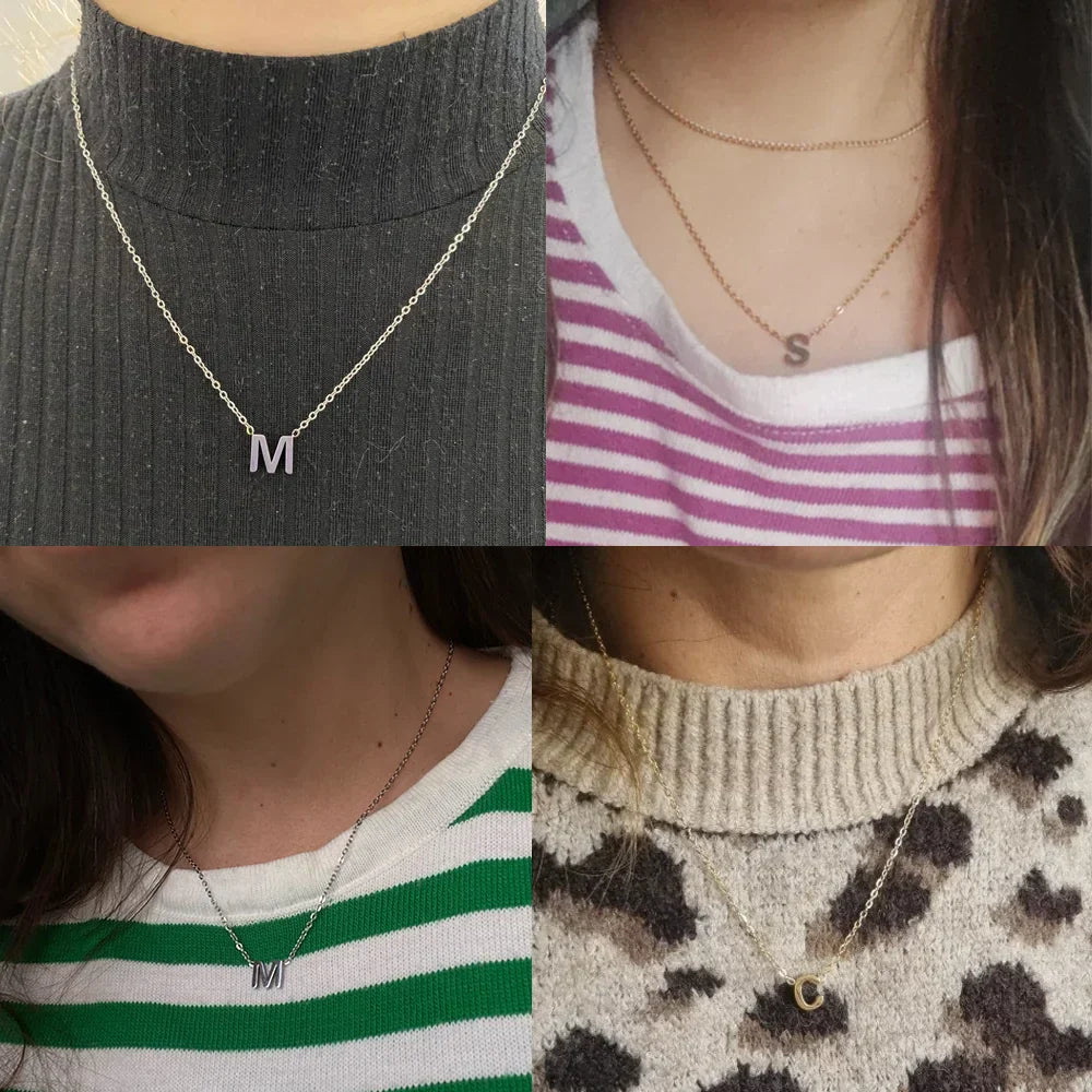 Alphabet Pendant Necklace in Leather