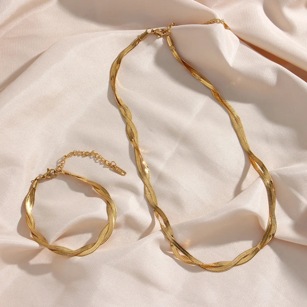 Timeless Gold Plated Necklace and Bracelet Set