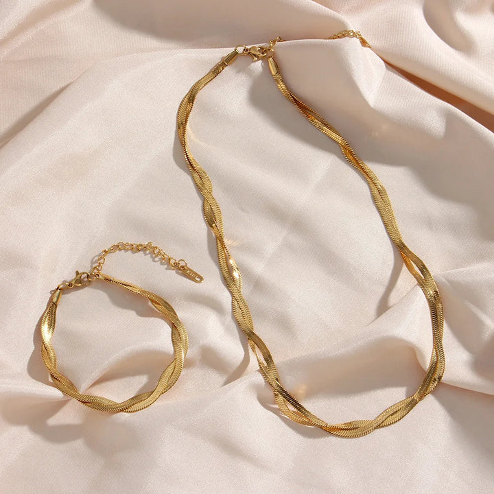 Timeless Gold Plated Necklace and Bracelet Set