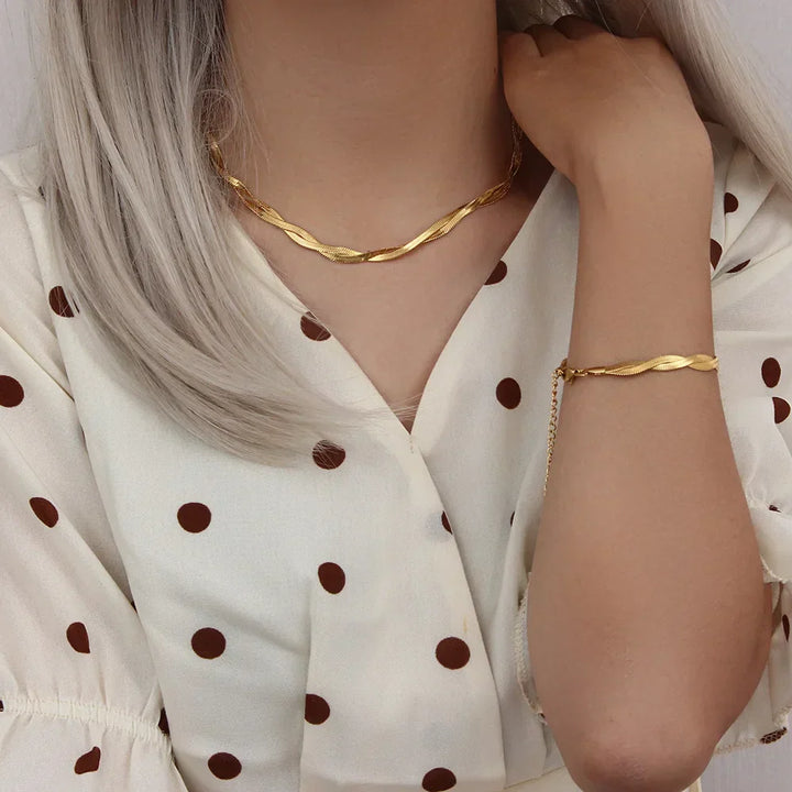 Timeless Gold Plated Necklace and Bracelet Set