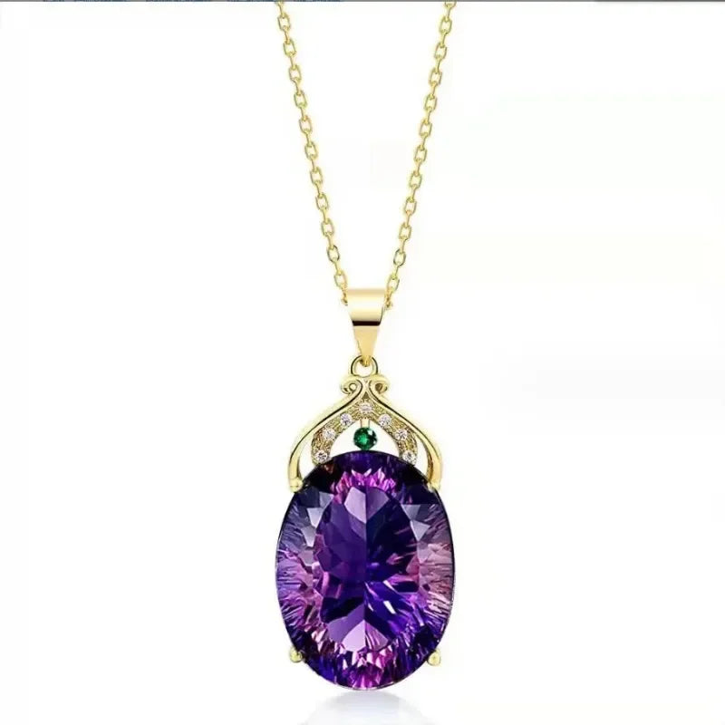 Elegant Necklace with Crystal and Opal Pendants