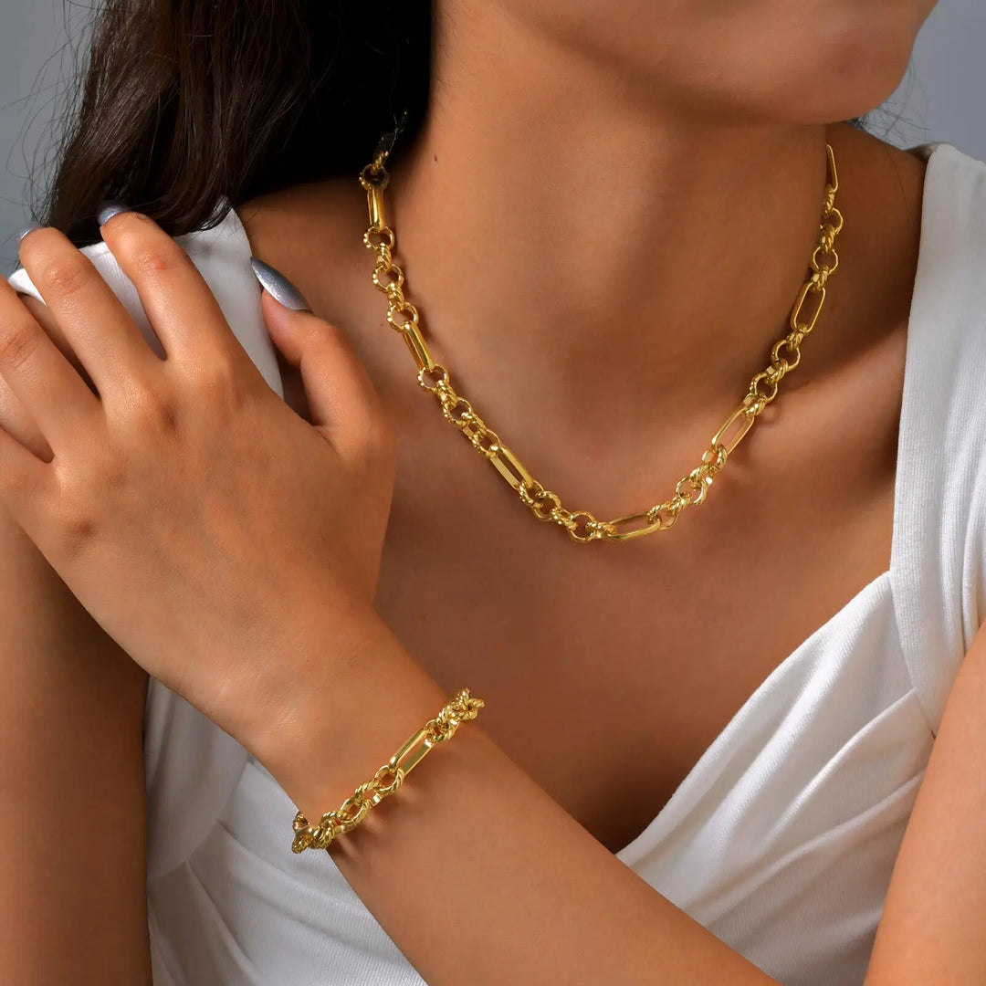 Antique Gold Plated Chain Jewelry Set