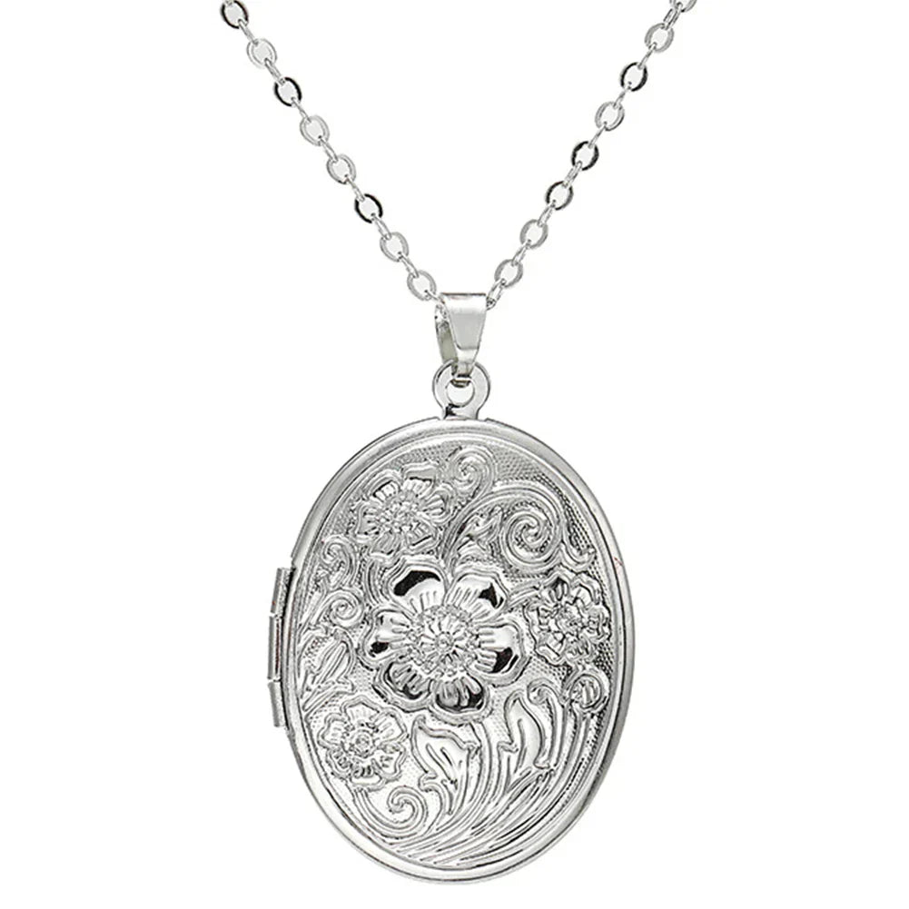 Timeless Oval Photo Locket Necklace with Engraving
