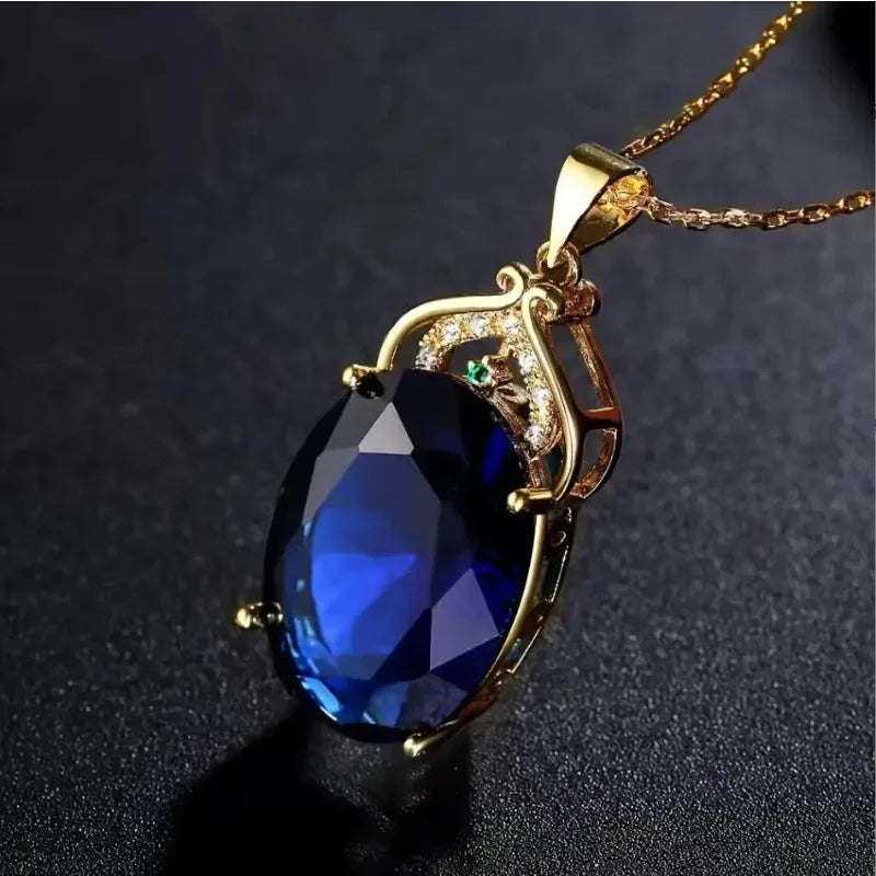 Elegant Necklace with Crystal and Opal Pendants
