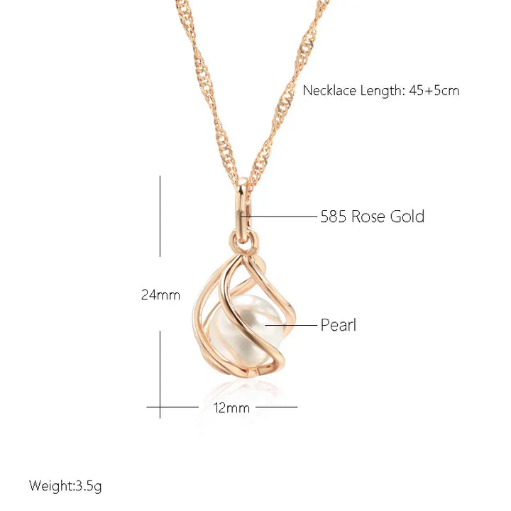 Exclusive Geometric Necklace with Rose Gold and Pearls