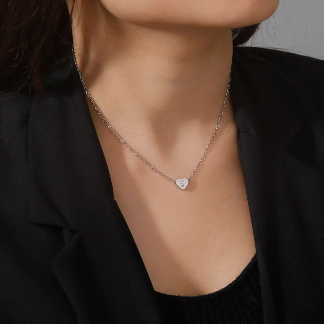 Timeless Initial Choker Necklace with Heart