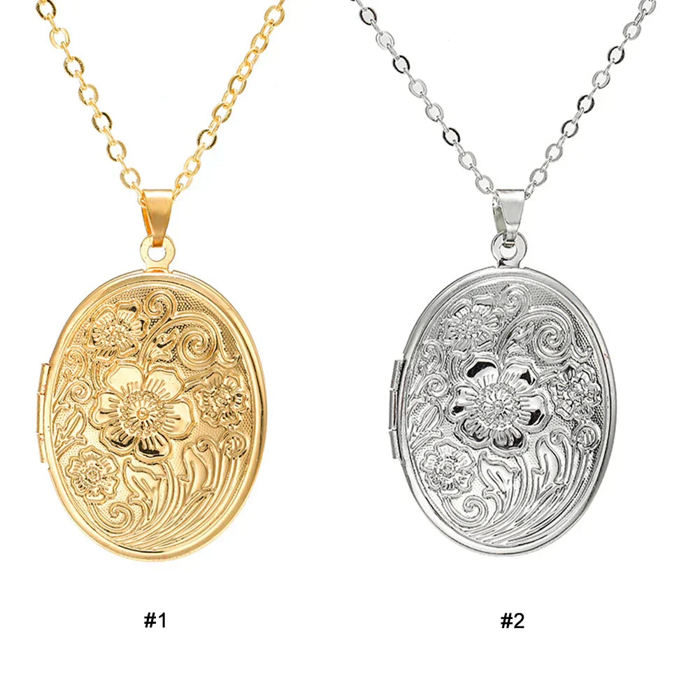 Timeless Oval Photo Locket Necklace with Engraving