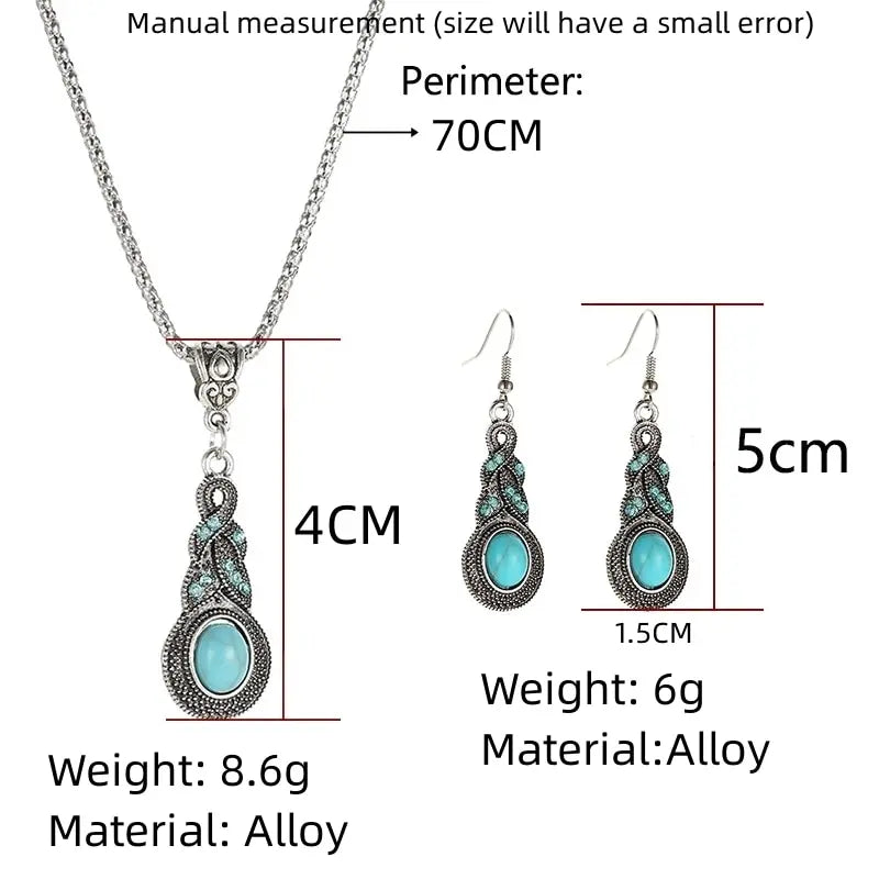 Elegant  Turquoise Necklace and Earrings Set