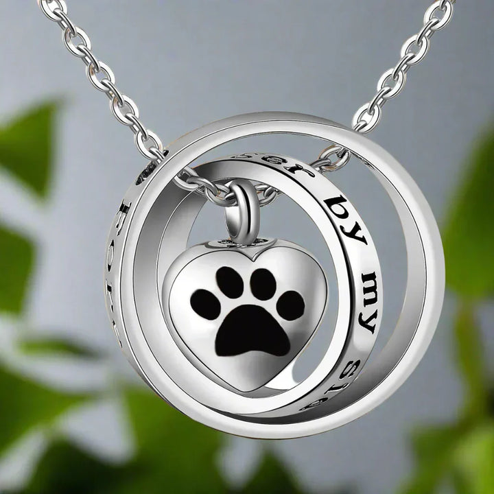 Stainless Steel Necklace with Paw Shaped Urn