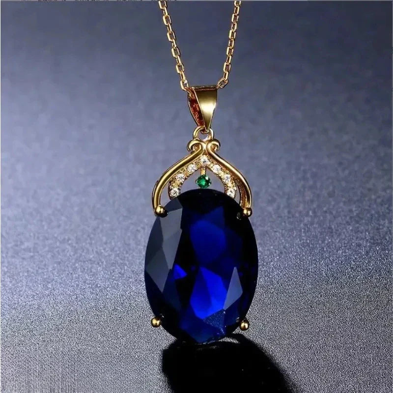 Elegant Necklace with Crystal and Opal Pendants
