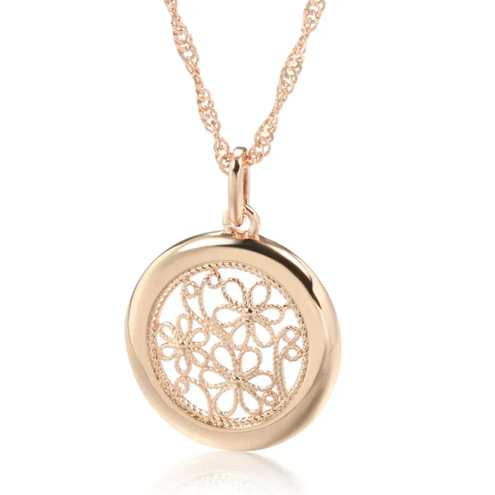 Elegant Rose Gold Boho Flower Necklace