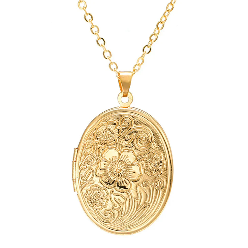 Timeless Oval Photo Locket Necklace with Engraving