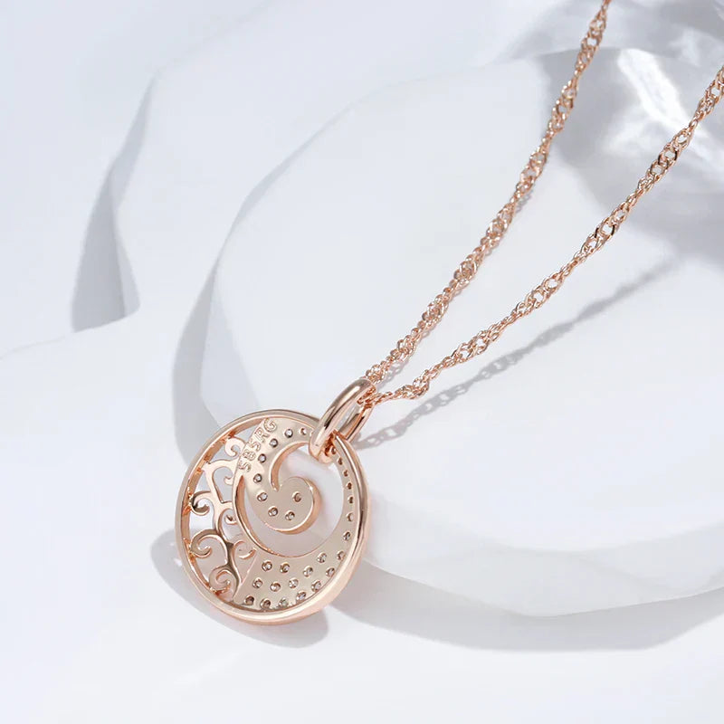 Elegant Rose Gold Crystal Flower Necklace