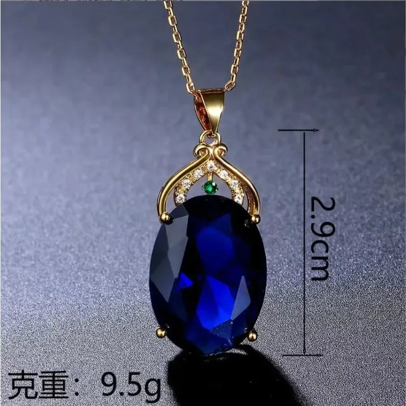 Elegant Necklace with Crystal and Opal Pendants